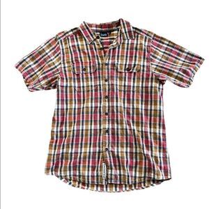 KAVU Men's Short Sleeve Plaid Button Down Shirt Size XL